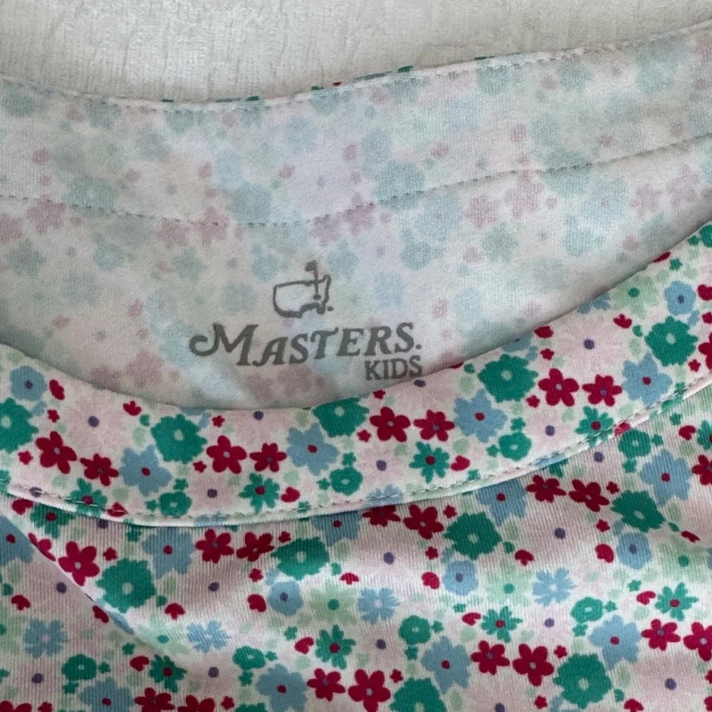 Beautiful performance fabric Masters dress. Green, pink, blue. Size medium. - Picture 2 of 4